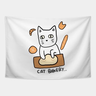 White Cat Bakery Neko Cute Kawaii Funny Meme Cooking Bread Tapestry