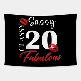 Sassy classy fabulous 20, 20th birth day shirt ideas,20th birthday, 20th birthday shirt ideas for her, 20th birthday shirts Tapestry