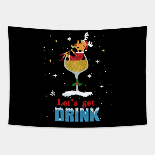 Reindeer Drink Wine Christmas Tapestry