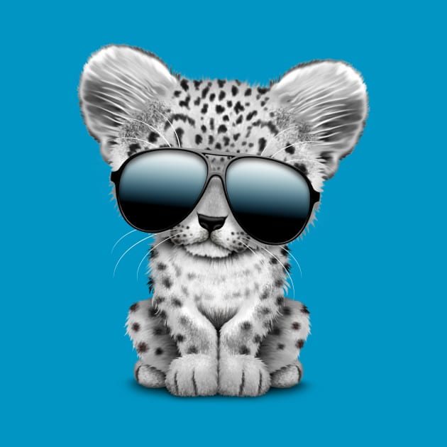 Cute Baby Snow leopard Wearing Sunglasses by jeffbartels