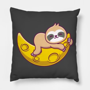 Cute Sloth Sleeping On Sickle Moon Pillow