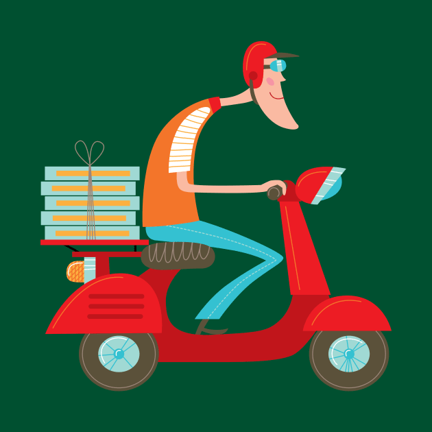 Pizza Delivery Scooter Boy by JunkyDotCom