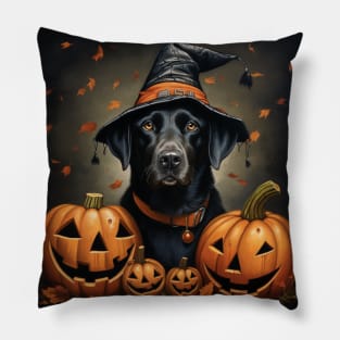 Black Labrador retriever Halloween Pillow