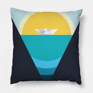 Paper boat in the sea Pillow