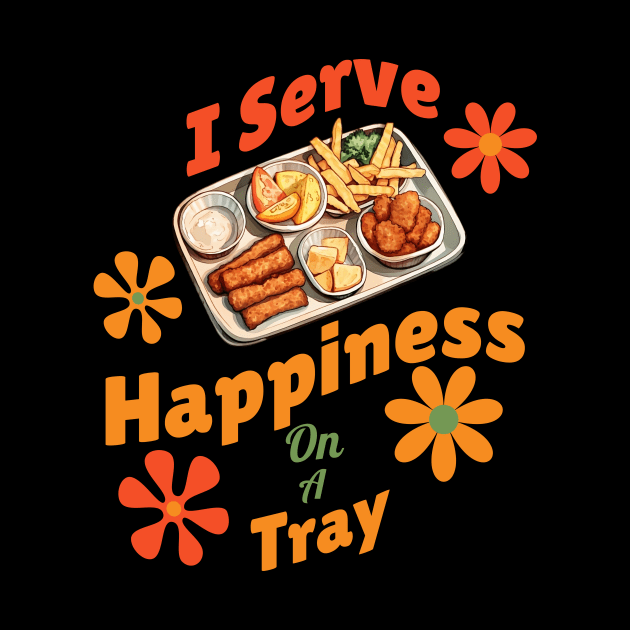 "I Serve Happiness on a Tray" - Cafeteria Worker Humor T-Shirt by Eltoro_Tees