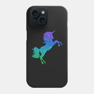 Bright Blue Green Ombre Faux Glitter Unicorn Phone Case