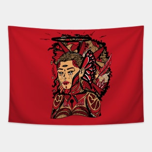 Red Cream Jupiter Cries Tapestry