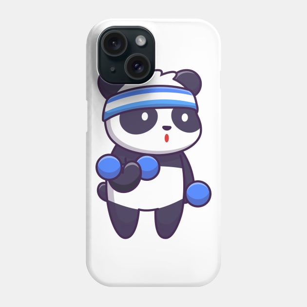 Cute panda lifting dumbell Phone Case by Catalyst Labs