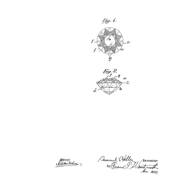 Brilliant Diamond Cut Vintage Patent Hand Drawing by TheYoungDesigns