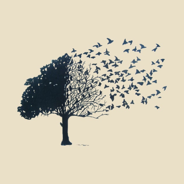 Birds flying away tree peace nature by Blik's Store