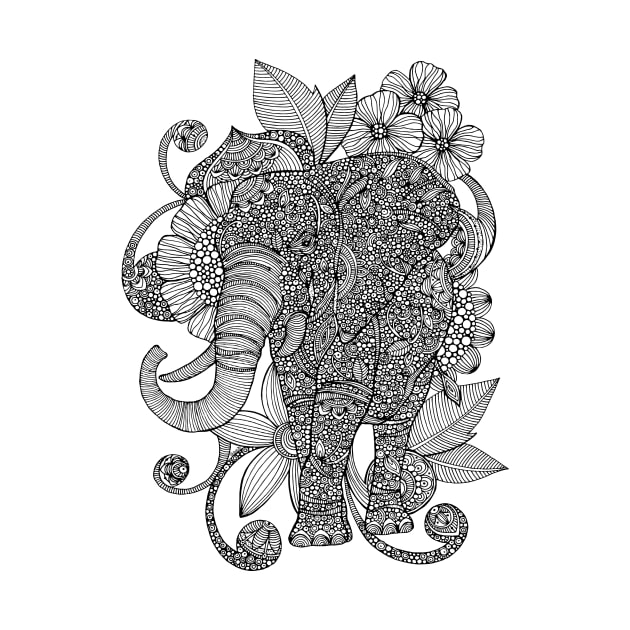 Ruby the Elephant black lines by Valentina Harper