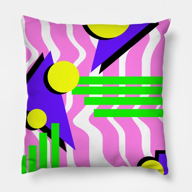 90's Vibrant Geometric Pattern T-Shirt Pillow by lodesignshop