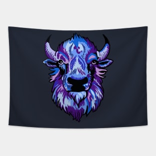 Mindful Vivid Buffalo in Purple & Blue Tapestry