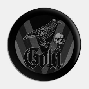 Black Goth Crow Pin