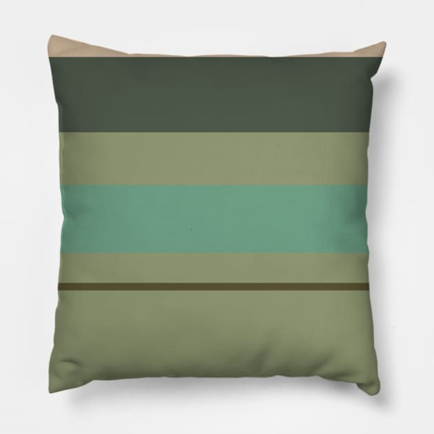 A lovely medley of Soldier Green, Beige, Artichoke, Oxley and Ebony stripes. Pillow by Sociable Stripes