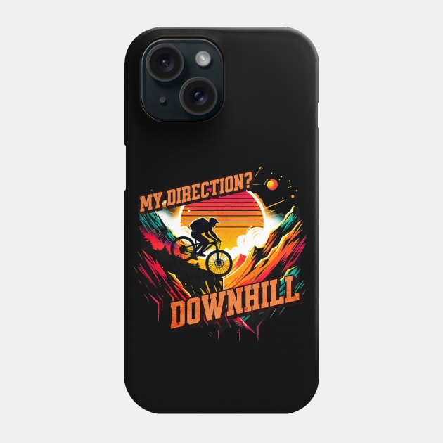 My Direction_ Downhil Mountain Bike Cliff Design Phone Case by Miami Neon Designs