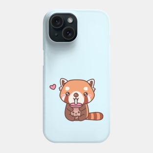 Cute Red Panda Loves Drinking Bubble Tea Phone Case