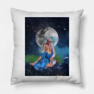 Here Comes The Moon - Surreal/Collage Art Pillow