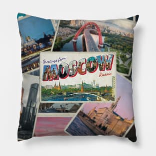 Greetings from Moscow in Russia Vintage style retro souvenir Pillow