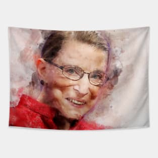 Ruth Bader Ginsburg Smiling Portrait Watercolor V Tapestry