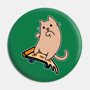 Cat and Skateboard Skateboarding Hard Pizza Board Pin