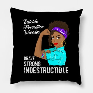 Suicide Prevention Warrior Indestructible Survivor Awareness Pillow