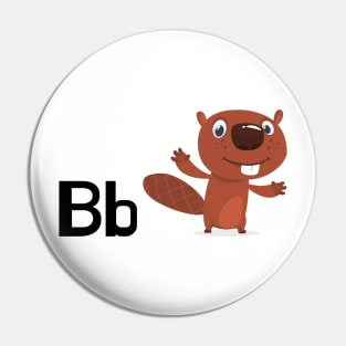 The Letter B for Beaver Alphabet uppercase and lowercase A letter Design Pin