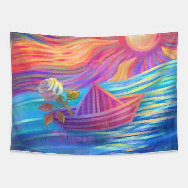 Paper Boat - Van Gogh Style Tapestry by DearTreehouse