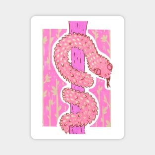 Pink African Bush Viper on a Tree in Acrylic Magnet