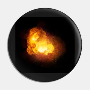 Fiery bomb explosion, orange color with sparks and smoke Pin