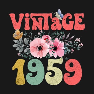 Vintage 1959 Floral Retro Groovy 64th Birthday T-Shirt