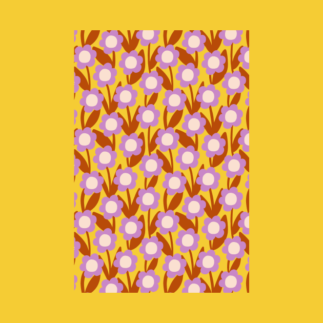 Minimal daisy flower pattern in yellow and lavender by Natalisa