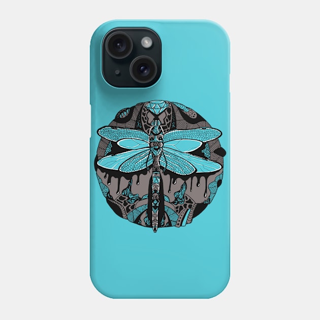 Blue Grey Circle of the Dragonfly Phone Case by kenallouis