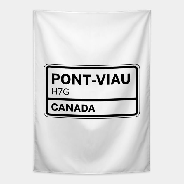 Pont Viau H7G Zip Code Tapestry by Rajadrone