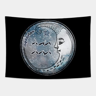 Moon Sign Astrology Zodiac Symbol Stars and Crescent Moon Tapestry