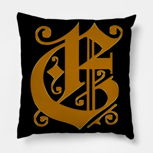 Golden Letter E Pillow