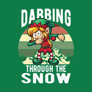 Girl Elf Dabbing Through the Snow Funny Christmas T-Shirt