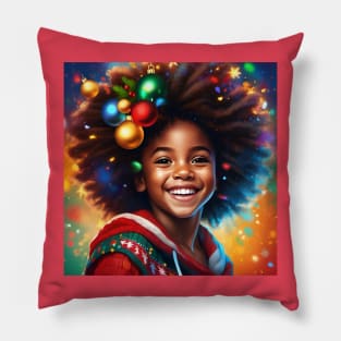Black Girl Christmas Pillow