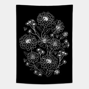 Black and white floral pattern Tapestry