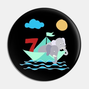 Elephants In Paper Boat Sea 7 Years Birthday Pin