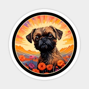 Brussels Griffon Mountain Flower Cute Colorful Puppy Dog Magnet