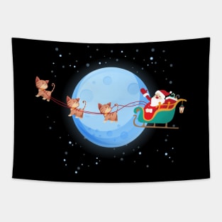 Santa Claus Riding kitten Tapestry