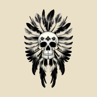 skull with feathers T-Shirt