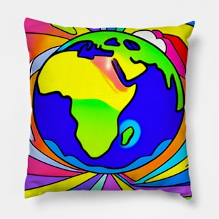 Vibrant 70s Style Planet Earth (MD23ERD004) Pillow