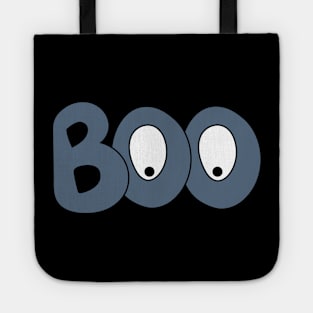 BOO text art cartoon eyes blue bubble letters Tote