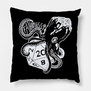 Fathomless D20: dnd 5e warlock dice White and black text Pillow