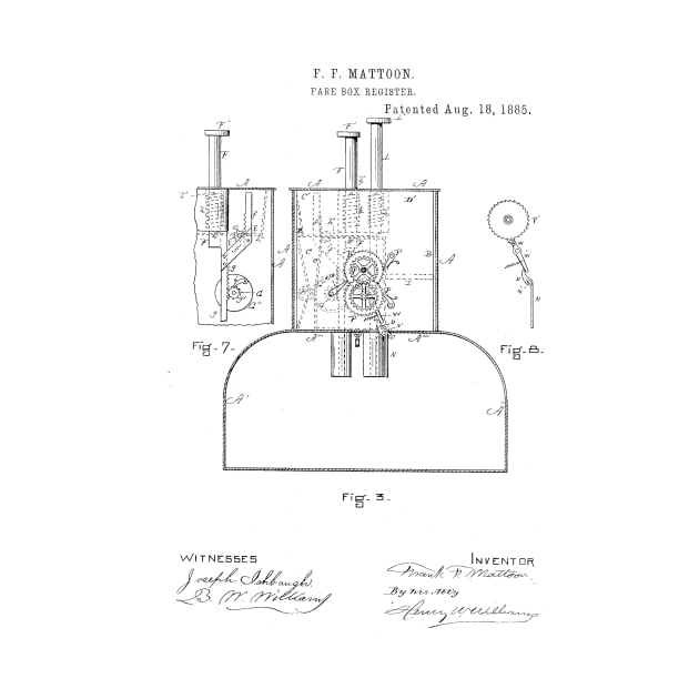 Fare box register Vintage Patent Hand Drawing by TheYoungDesigns