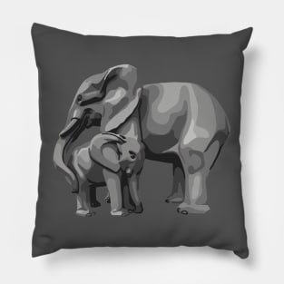 Elephant Mama and Baby Pillow