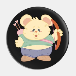 Archery Cute Hamster Rat Player - Girl Kids gift print Pin