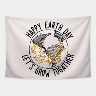 Happy Earth Day One Line Art Flowers Tapestry